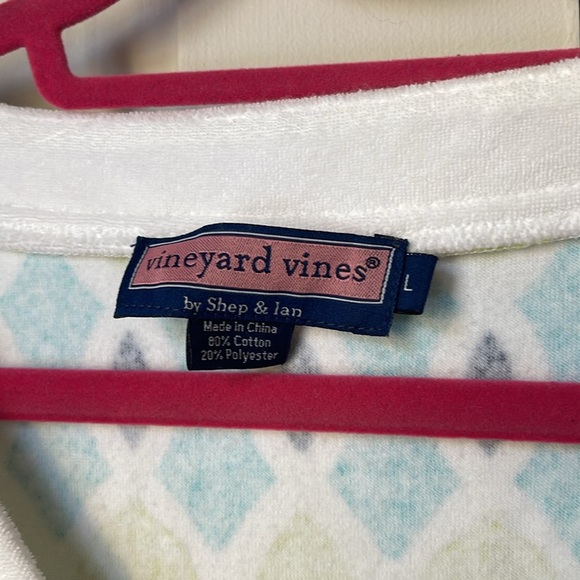 Vineyard Vines Terry Coverup Tunic Dress Top Shirt Lime Argyle L VV - Picture 4 of 6